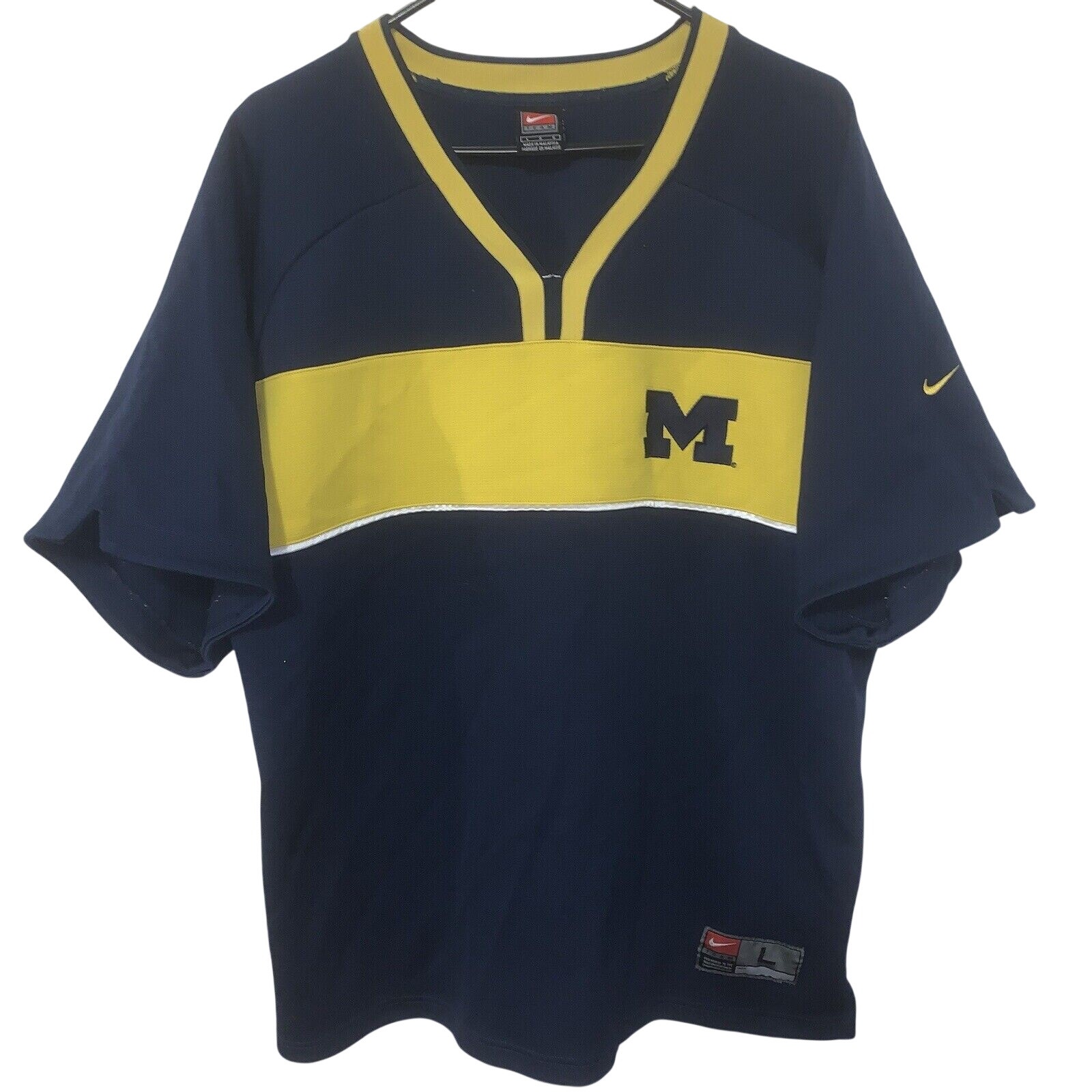 Vintage Michigan Wolverines Ncaa Team Nike Basketball Shooting Warmup Shirt L
